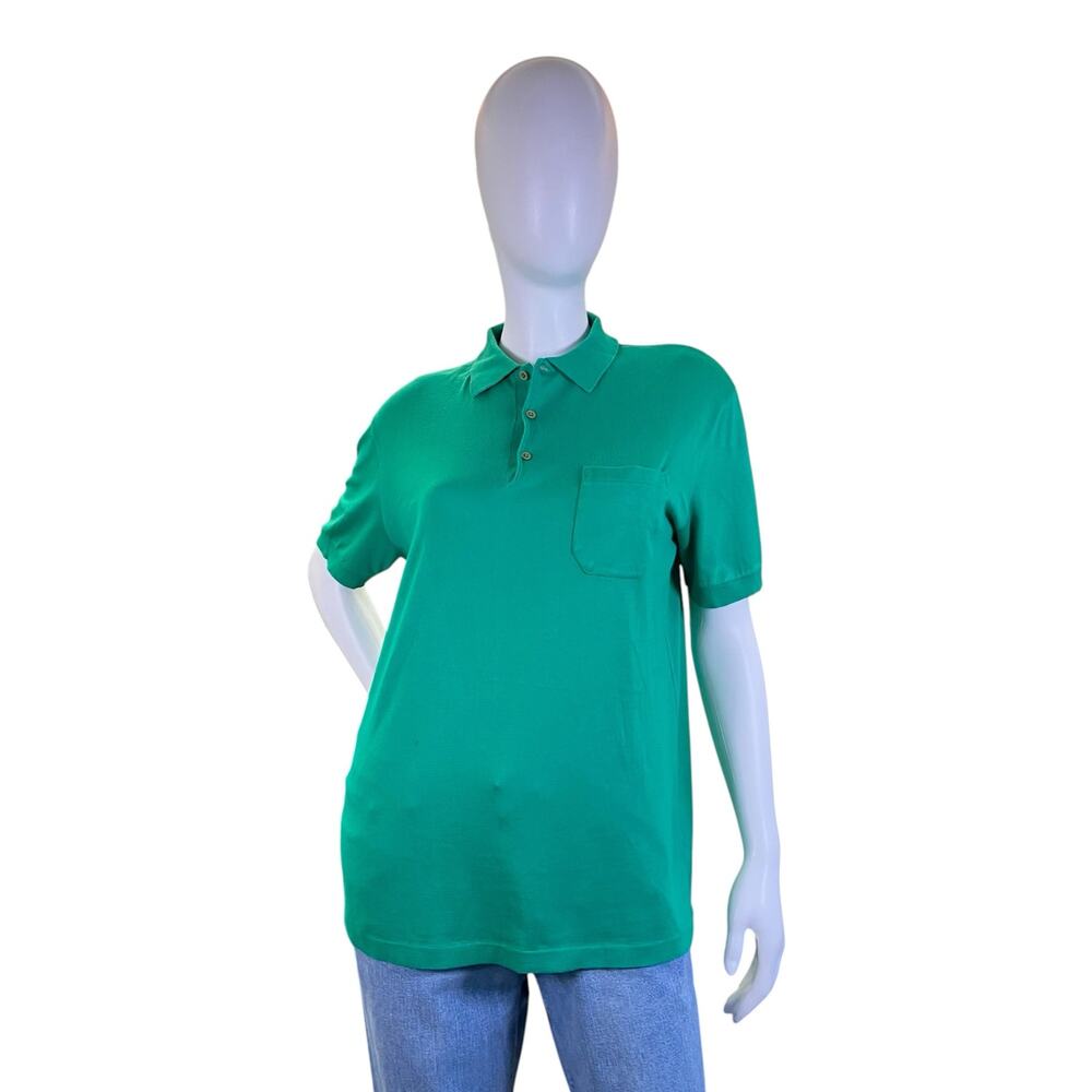1970s Vintage John Smedley Kelly Green Sea Island Polo